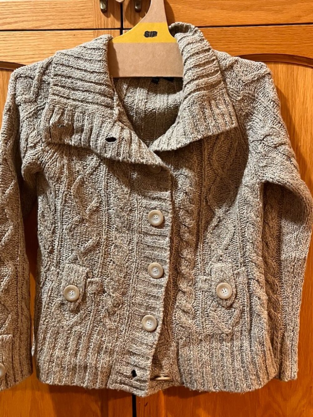 Cable-Knit Button-Front Cardigan Sweater - Cream